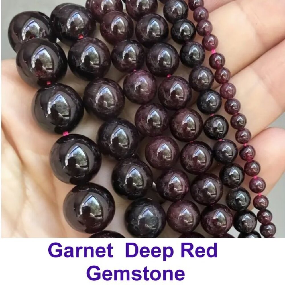 Dark Red Garnet Natural Stone 15" strand.
